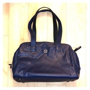 LULULEMON ATHLETICA Blue Leather Gym Bag
